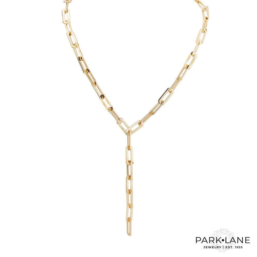 Park Lane COLLINS Necklace Paper Clip Y-style Links Gold Tone BNWT
